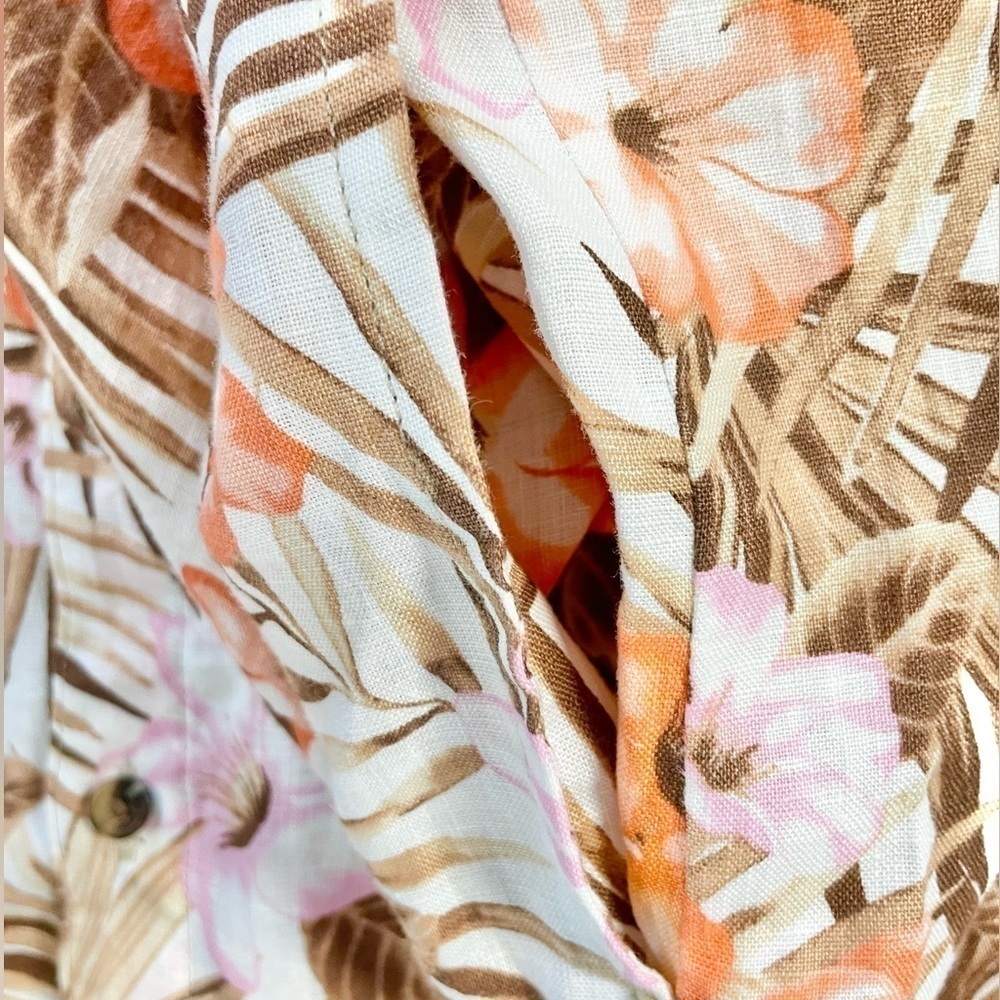 New Land's End Linen A-Line Palm and Floral Print Tunic Top Shirt New NWOT - Picture 9 of 14